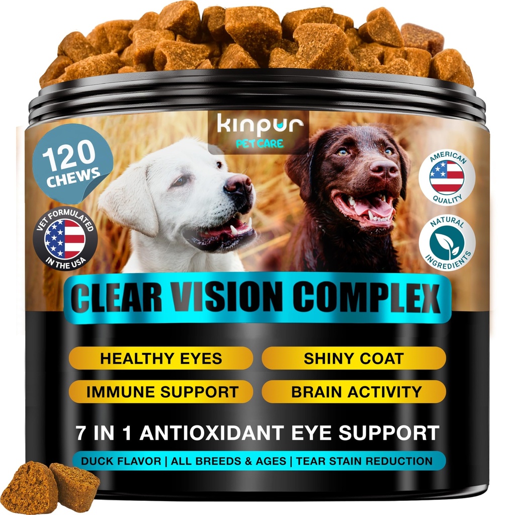 Köpekler için Göz Vitaminleri - Tear Stains, Dog Eye Care, Immune Support - ARAP, Carrot, Fish Oil, Lutein - 180 Soft Chews with Duck Flavor - For All Breeds and Ages
