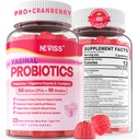 Vaginal Probiyotiks Gummies for Women PH Balance, Odor Control with Prebiyotiks, Cranberry, D-Mannose, Feminine Health Vaginal Flora, Urinary Tract, Yeast, Digestive Support, Sugar Free,120Cts
