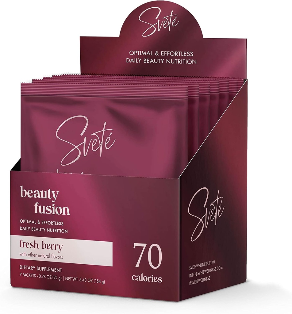 Hidrolyzed Collagen Toz for Women Multi Beauty Superfood with Hyaluronic Acid, Biotin, Vitamin C, çinko, Probiyotikler, CoQ10 | Protein | Berry Flavor (7 Single Serve Packets) by Svete