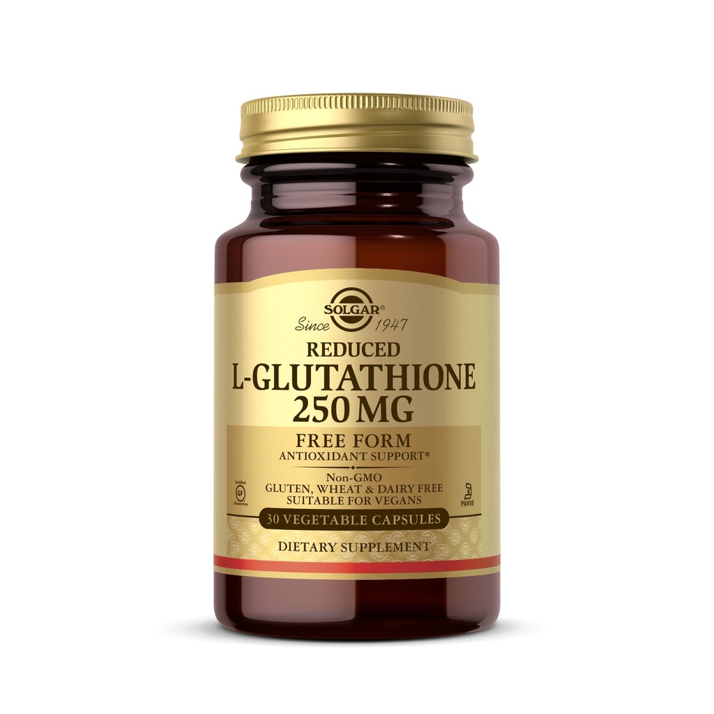 Solgar L-Glutathione 250 mg - 30 Sebze Kapsülleri - Antioksi Desteği - Non-GMO, Vegan, Gluten Ücretsiz, Süt Free, Kosher - 30 Hizmet