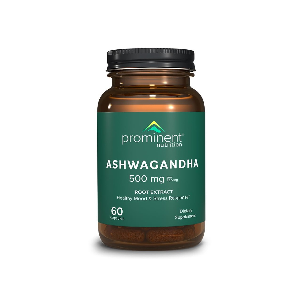 Prominent Beslenme Ashwagandha Supplement - Klinik Olarak Sağlıklı Mood & Stres Desteği için Shagandha Kökleri, Yüzde 2.5'e Standartlaştırılmış, 60 Vegan Capsules - 1 Paket