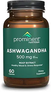 Prominent Beslenme Ashwagandha Supplement - Klinik Olarak Sağlıklı Mood & Stres Desteği için Shagandha Kökleri, Yüzde 2.5'e Standartlaştırılmış, 60 Vegan Capsules - 1 Paket