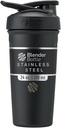 BlenderBottle Strada Shaker Cup, Paslanmaz Çelik Su Şişesini Wiresk, 24Ounce, Black
