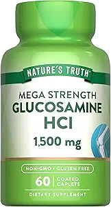 Nature's Truth Glucosamine HCI 1500 mg | 60 Caplets | Mega Strength | Non-GMO & Gluten Free Supplement Supplement