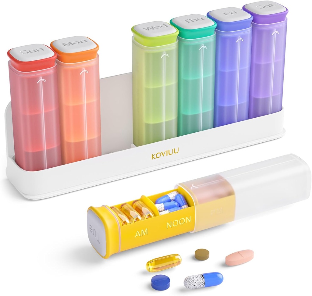 Haftalık Pill Organizer 3X bir Gün, Detachable Pill Box 7 Gün, Büyük 3 Times Günlük Pill Vakası, Seyahat Pill Konteynerleri, Hafta İlaçları Vitamin Tamam Tıp için Pillbox, White