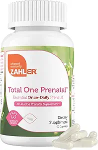 Zahler - Kadınlar için Total One Prenatal Vitaminler (60 Kont) Daily Multi Vitamin Prenatals with Folic Acid, Iron, çinko & 19 Diğer Temel Vitaminler & Mineraller - Kosher Pre Natal Multivitamin Capsules