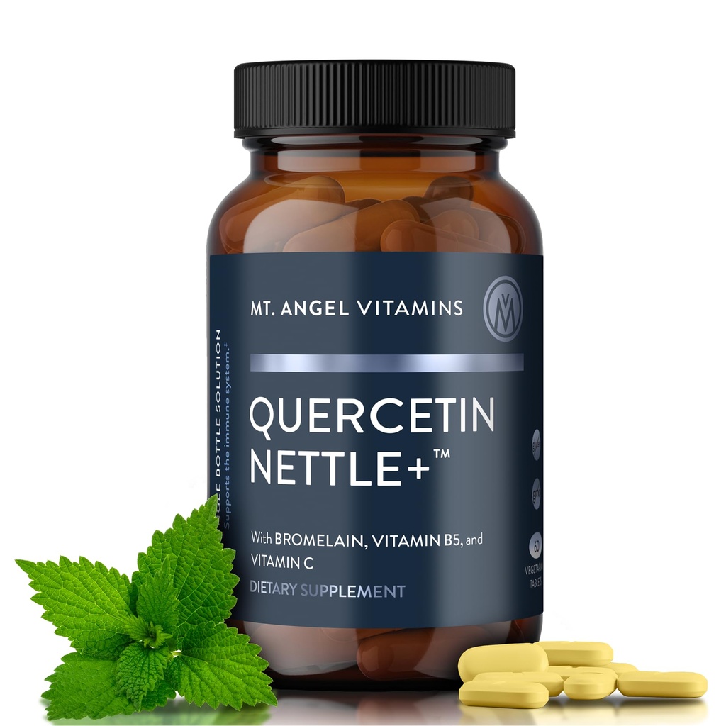 Mt. Angel Vitamins Quercetin Nettle+ - Antivirüs Wellness & Sinus Health, Bromelain ile birlikte Quercetin, Mevsimsel Well-Being, cGMP sertifikalı, ABD'de 60 Tablet