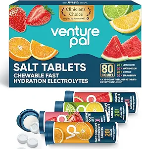 Girişim Pal Chewable Electrolyte Tabletleri, 80 Kont Hızlı-Dissolve Sugar-Free Stick Salt Tabletler - Hızlı Hydration, Açık Koşu, Yürüyüş, Spor | Keto & Vegan Dostu | 4 Pack