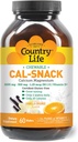 Country Life Cal-Snack, Chewable Food, Magnezyum with Vitamin D, 1000 mg/500 mg/50 IU, Dairy-Free, Vanilla Orange Flavor, 60 Wafers, sertifikalı Gluten Free, sertifikalı Vegan Vegan