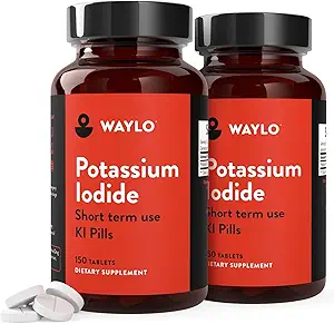 Waylo 2 Συσκευασία KI Ιωδιούχα δισκία καλίου - 130 mg ανά δισκίο, 300 Count, Made in USA, cGMP Certified
