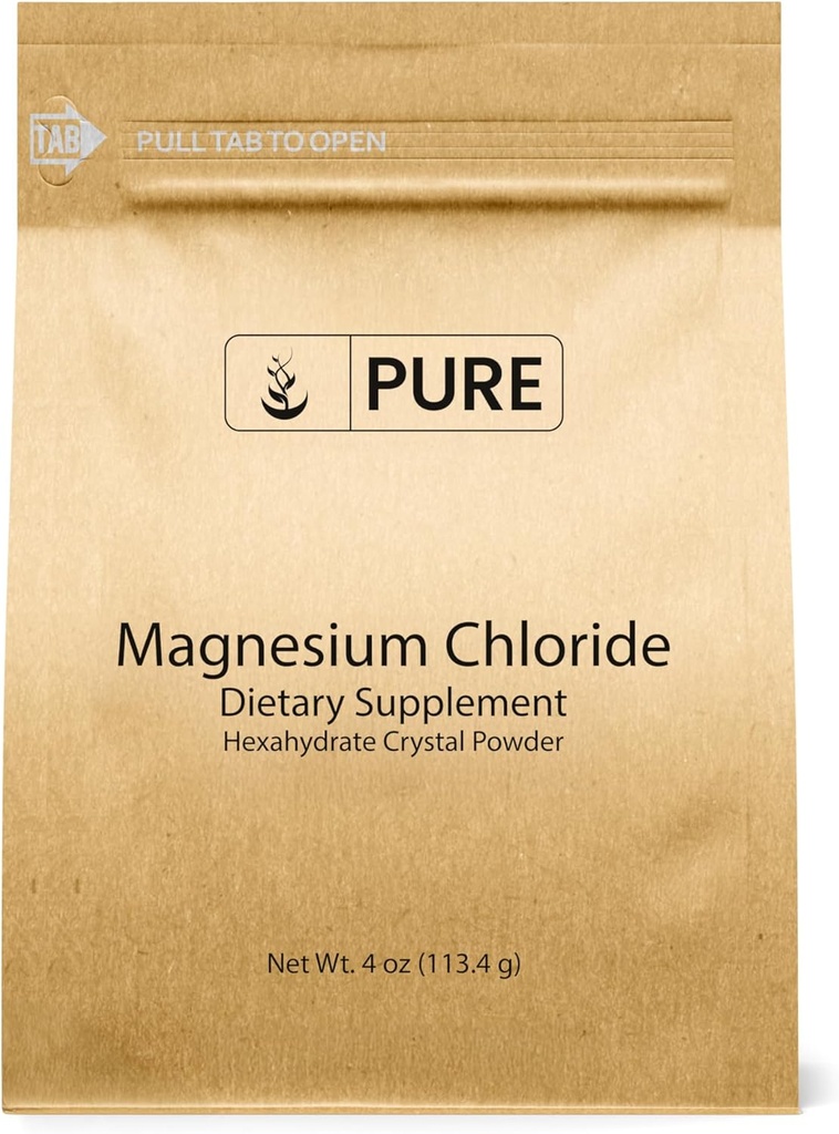 Καθαρά πρωτότυπα συστατικά Χλωριούχο μαγνήσιο (4oz) στοματικό συμπλήρωμα, σκόνη κρυστάλλων, συμπλήρωμα μαγνησίου, βαθμός τροφίμων