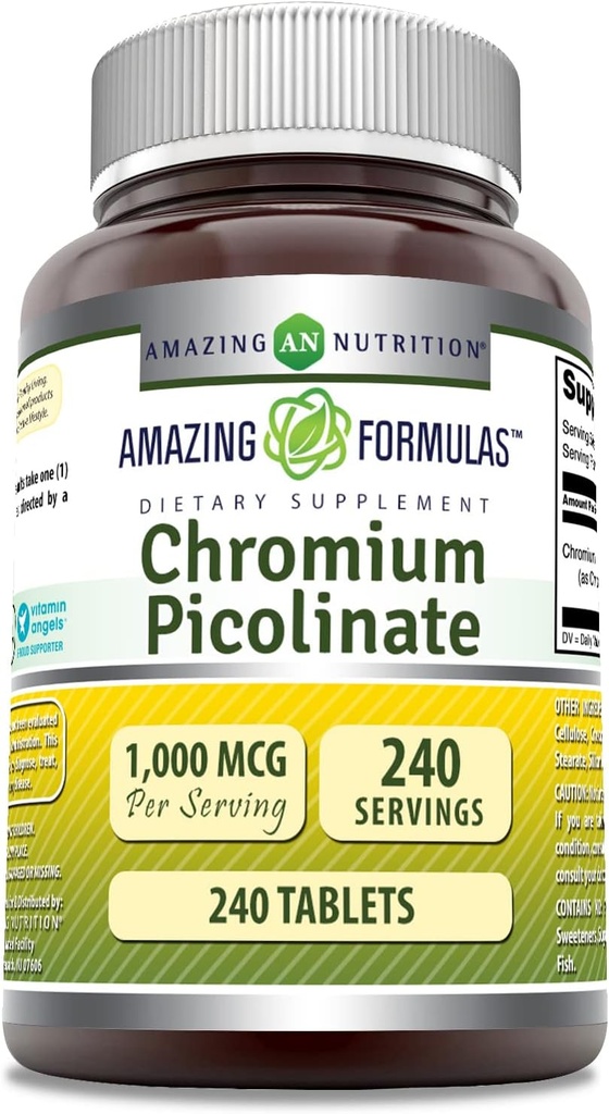 Amazing Formulas Chromium Picolinate 1000 Mcg | Tabletler Tamam | Non-GMO | Gluten-Free | Made in USA (1 Pack | 240 Count)