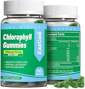 Ζάχαρη Χωρίς Chlorophyl Gummies, Βιταμίνη Β12 Ψευδάργυρος - Φυσικό αποσμητικό *, Υποστηρίζει υγιή δέρμα & Detox σώματος *, ανοσοποιητική υποστήριξη & πέψη, Chewable Chlorophyll συμπλήρωμα για τις γυναίκες - 60 Count