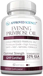 Onaylanan Bilim Primrose Yağı - En Güçlü - Soğuk Baskı - 10% GLA - Hormonal Denge, Cilt ve Kalp Sağlığı - 60 Softgels - Tüm Doğal