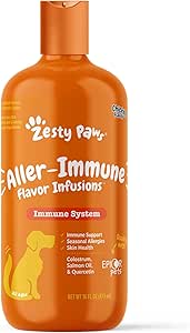 Zesty Paws Antivirüs & Immune Flavor Infüzyonlar Köpekler için - Omega 3 Salmon Oil for Hassas Skin, EpiCor Pets, Colostrum & Quercetin - Destekler Mevsimlik Tüm Enerjiler - Tavuk Flavor - 16 fl ozzz
