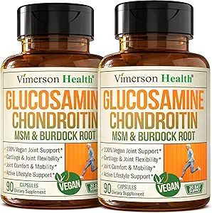 Glucosamine Chondroitin MSM – Joint Support Supplement for Women and Men with Glucosamine Sulfate 1500 mg, Chondroitin and MSM – for Cartilage, Joint Health and Flexibility – 2 Pack, Vegan