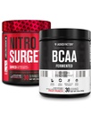 Jacked Factory Nitrosurge Ked Thermogenic Pre-Workout in Watermelon & BCAA in Fruit Punch for Body Recomposition, Muscle Building and Recovery