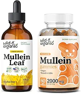 Άγρια & οργανικά μουλλινί Βάμμα 4 fl oz & Mullein Gummies 60 κόμης