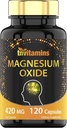 tnvitaminler Magnezyum Oksit 420 mg - 120 Capsules | 4 Ay Supply! | %100 Bir Capsule'deki Magnezyum Oksit'in Günlük Değeri | Oxido de Magnesio | Non-GMO, Made in the USA