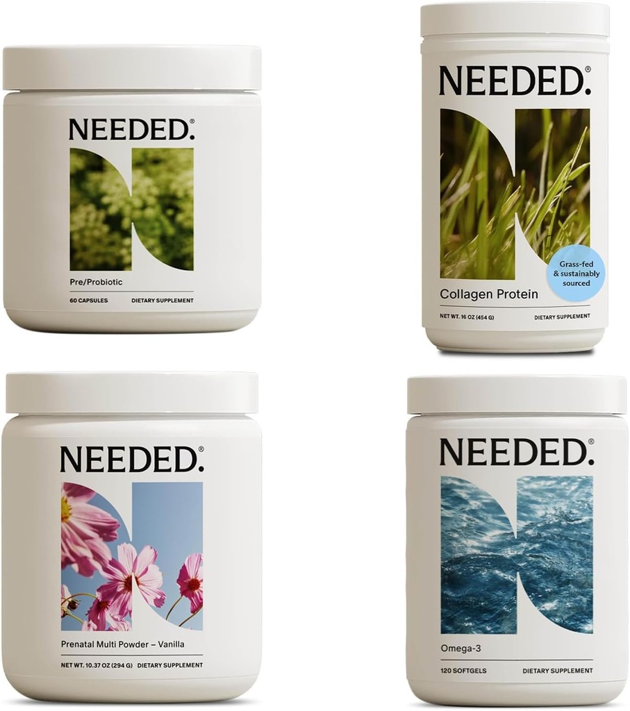 Needed. Complete Prenatal Bundle | Multivitamin, Pre/Probiotic, Collagen, & Omega-3 for Pregnancy & Postpartum