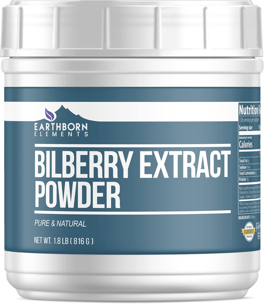 Earthborn Στοιχεία Bilberry Extract Powder 1,8 lb, Pure & Natural, Smoothies & Shakes