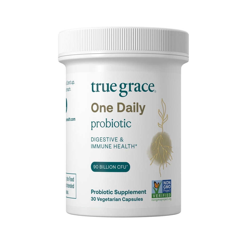 Gerçek Grace One Daily Probiyotik - 30 Vegetarian Capsules - 90 Milyar CFU - Gut, Digestive & Immune Health Support Mix with Prebiyotik Fiber - Gluten & Soy Free