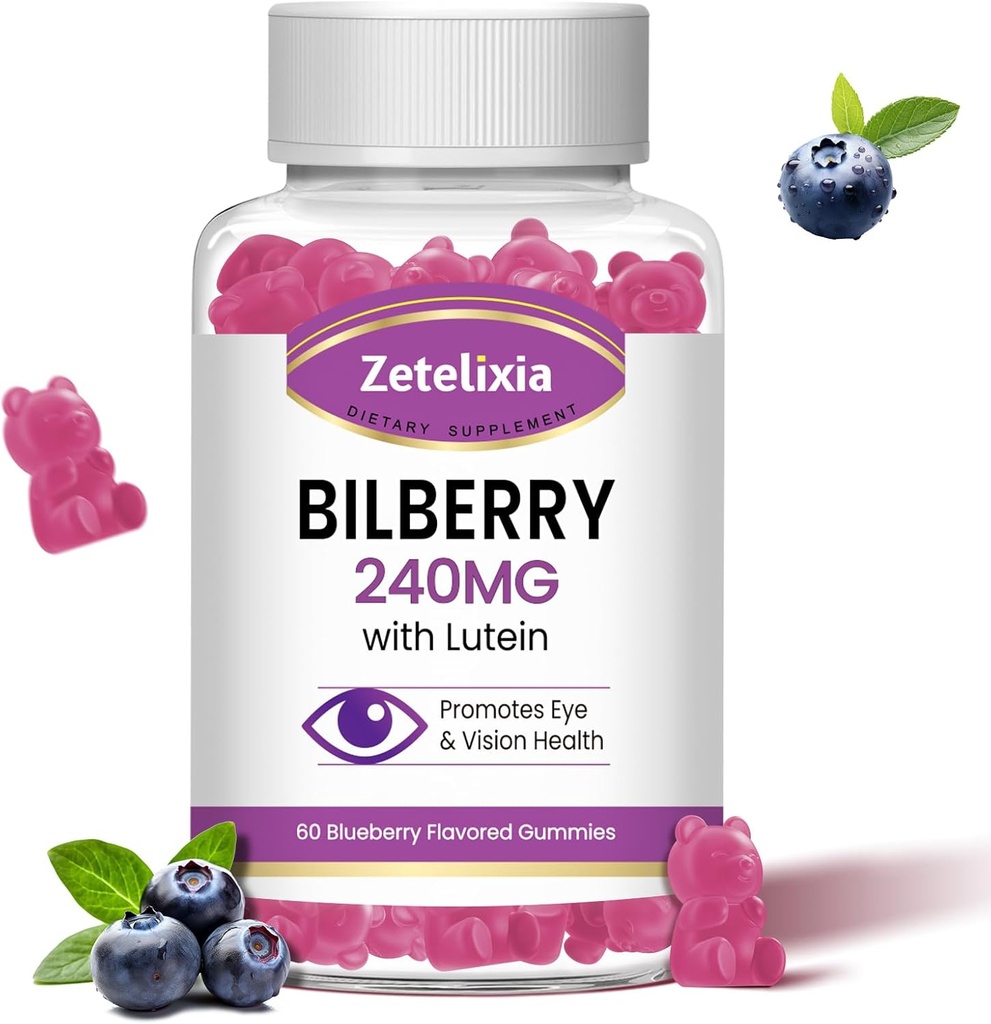 Lutein Gummmies Eye Health Supplement for Yetişkinler, Lutein & Zeaxanthin Supplements Eye Vitamins Gummies, Bilberry with Lutein for Promoting Eye & Vision - 60 Gummies