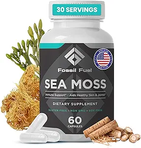 Enerji, Digestive Health, Immune Support ve Inflammation Relief - Essential Nutrients ve Minerals ile paketlendi, Sea Moss (60 Capsules)