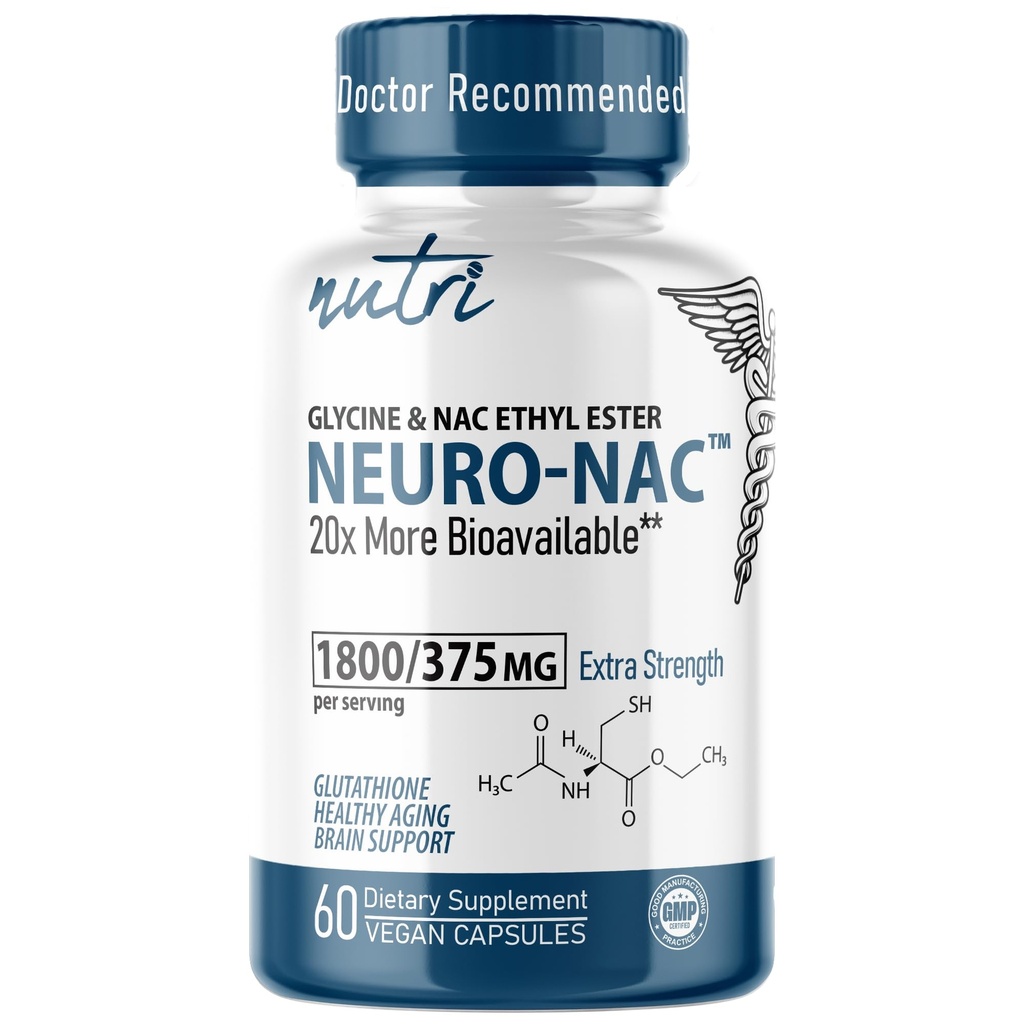 Nature's Fusions Neuro NAC Supplement 375mg Extra Strength with 1800mg Glycine - N-Acetyl Cysteine Ester Αιθυλ - 20x More Bioδιαθέσιμο από NAC 600 mg - Boost Glutathionone 10x More Than Liposomal