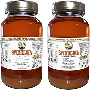 Spirulina Alkol Özgür Tasdi, Organik Spirulina (Arthrospira plakansis) kuru Algae Glycerite Natural Herbal Supplement, Hawaii Pharm, USA 2x32 fl.oz