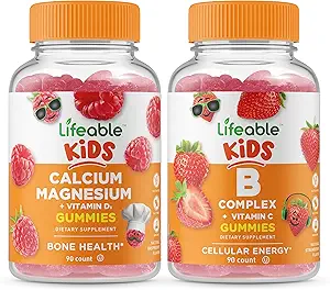 Lifeable Food Magnezyum Kids + B Complex Kids, Gummies Sche - Great Tasting, Vitamin Supplement, Gluten Free, GMO Free, Chewable Gummy Gummy