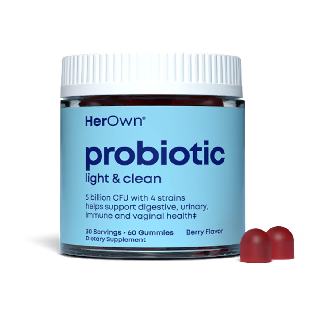 her own Probiotic & Prebiotic Gummy, Supports Digestive Health, Promotes Healthy Gut, Supports Immune Health, 5 Billion CFUs, Gluten and Soy Free, Vegan, 60 Gummies, 60 Servings