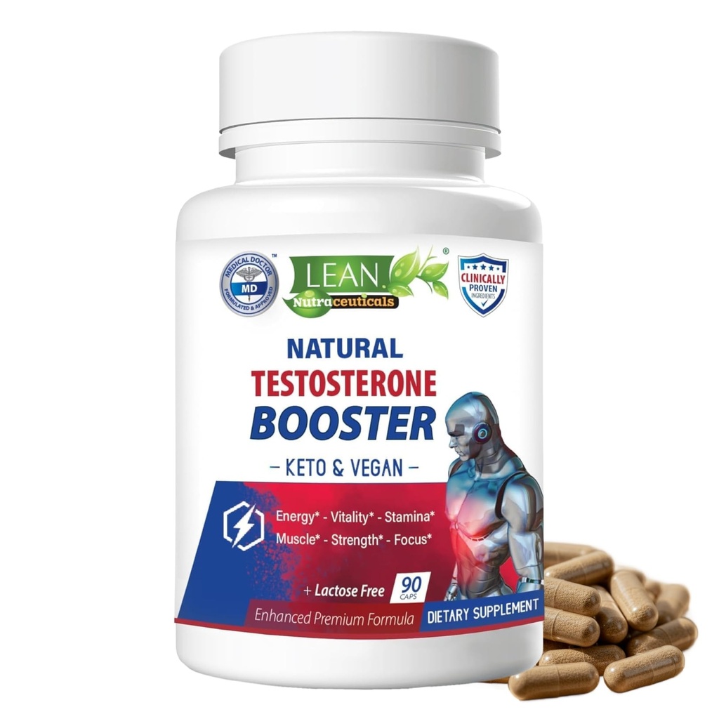 LEAN Nutra testosteron (28) for Men – Natural Vegan Supplement with Tongkat Ali, DHEA, Maca Root, Tribulus, Horny Goat Weed, çinko, Boron, D-Aspartic Acid – Boost Strength, Energy, Muscle – 90 Caps