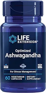 Life Extension DHEA 25 mg and Optimized Ashwagandha - Hormon Dengesi, Stres Yardımı, Immune ve Bilişsel Destek - 100 Capsules ve 60 Capsules