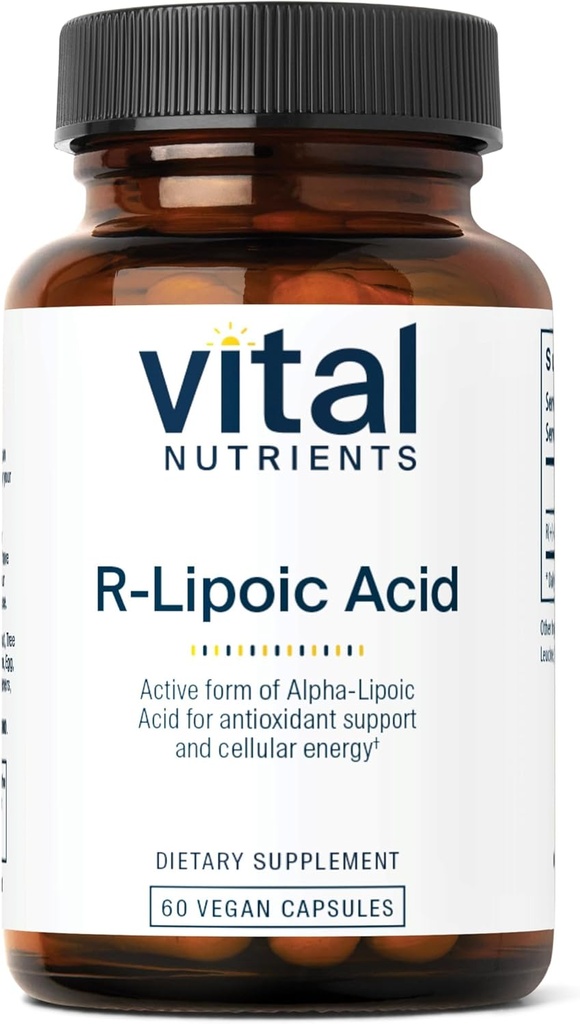 Vital Nutrients R-Lipoic Acid | Active Alfa-Lipoic Acid Antioksi | Sağlıklı Metabolism ve Enerji | Gluten, Süt, Soy Free | Non-GMO | 60 Capsules