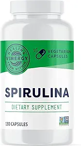 Vimergy Spirulina Capsules – Yoğun Bitki Protein Destekleri Immune Health & Cardiovascular Function – Vegan, Kosher, Gluten-Free – 180 Capsules