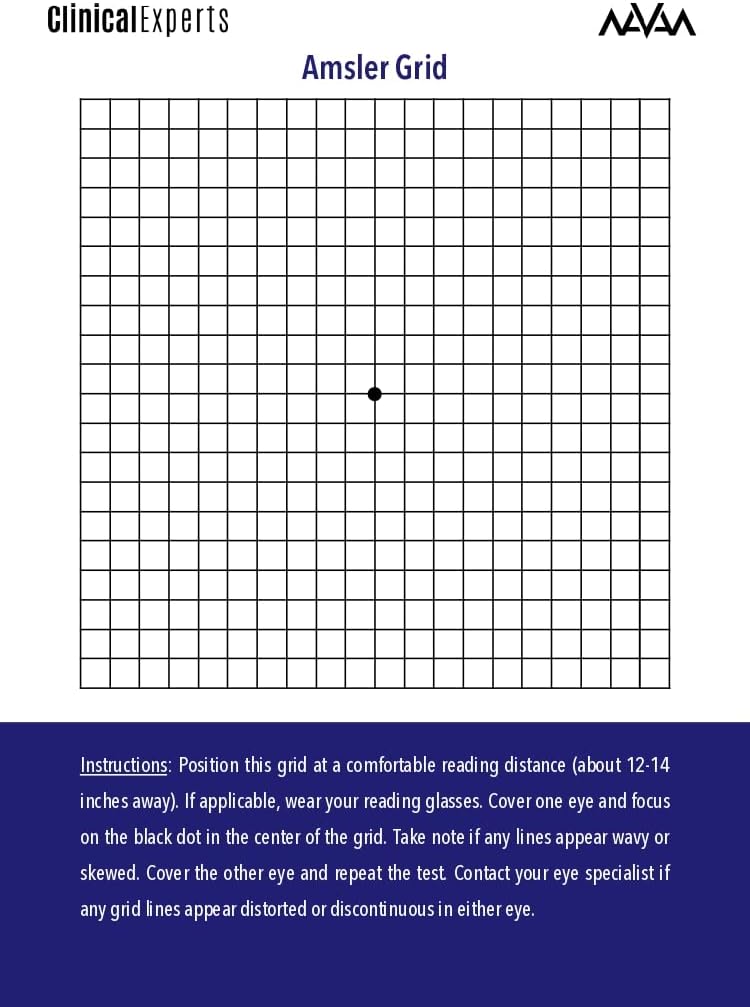 Amsler Eye Grid με Μαγνητική Πίσω - Daily Vision Screening Tool για την εκφύλιση και το γλαύκωμα των ασθενών από Κλινικούς Εμπειρογνώμονες (1 Pack)