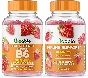 Lifeable Vitamin B6 + Immune Support, Gummies Sche - Great Tasting, Vitamin Supplement, Gluten Free, GMO Free, Chewable