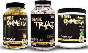 CONTROLLED LABS Sche, Orang Triad, Orange Oximega Greens Spearmint ve 120 Ct Orange Oximega Fish Oil Yumuşakgels