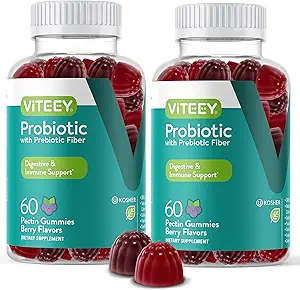 VITEEY Probiyotik Gummies with Prebiyotiks – Gut Health Supplements for Digestive Health – 2 Milyar CFUs – Vegan, Gluten-Free – 120 Count Count Count Count Count