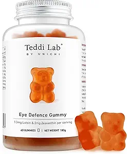 Unichi Eye Health Gummy, Lutein and Zeaxanthin Supplement for Eye and Retina Health, Blueberry Flavour, 60 Count