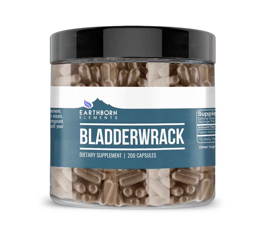 Earthborn Στοιχεία Bladderwrack 200 κάψουλες, καθαρό & μη αραιωμένο, χωρίς πρόσθετα