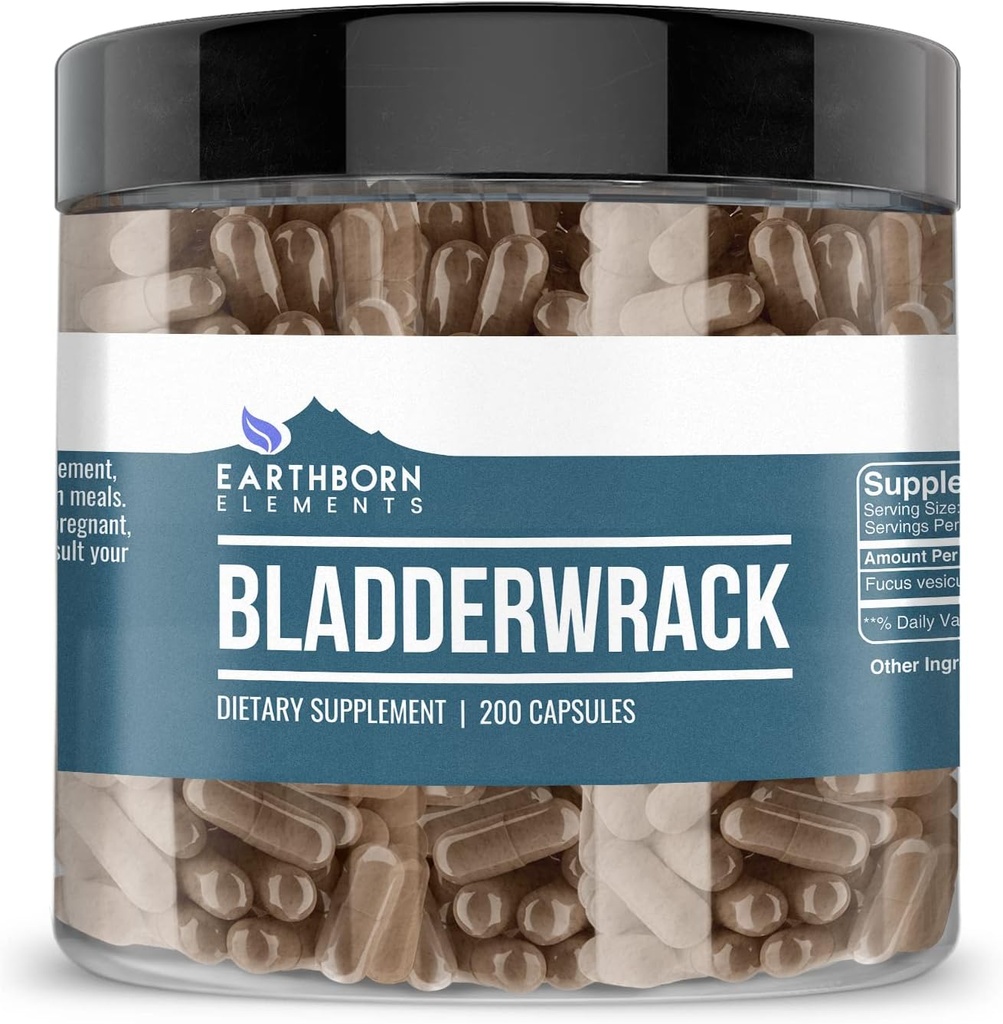Earthborn Στοιχεία Bladderwrack 200 κάψουλες, καθαρό & μη αραιωμένο, χωρίς πρόσθετα