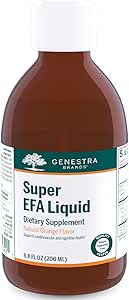 Genstra Brands Super EFA Material | Supports Cardiovascular Health, and The Development of Brain, Eyes, and Nerves in Children* | 6.8 Fl Oz | Natural Orange Flavor