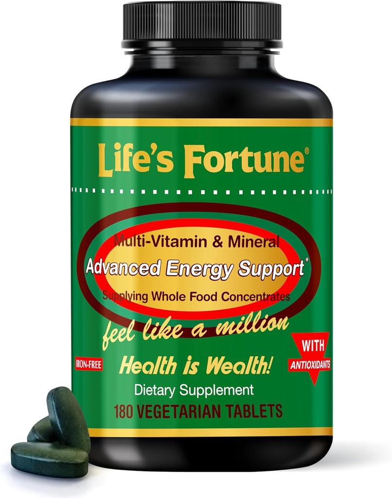 Life's Fortune Whole Food Multivitamin & Mineral, Advanced Energy Support Supplement, Daily Wellness for Men & Women, Platinum Acids, Biotin, 180 Vegetarian Tablets