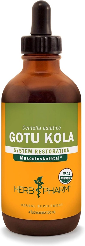 Βότανο Pharm Certified Organic Gotu Kola Liquid Extract για την υποστήριξη του μυοσκελετικού συστήματος - 4 ουγγιά