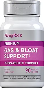 Piping Rock Bloat & Gas Support for Men & Women | 90 Tablet | Ekstra Güç Pilleri | Enzymes, Turmeric, Ginger & More | Non-GMO & Vegetarian Formula