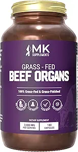 MK Supplements Grass Fed Beef Organ Supplement, Supports Whole Body Wellness, Nature Identical Blend of Liver, Heart, Spleen, Kidneys, Pancreas, Freeze-Dried, Non-GMO, 45 Servings (3,000 mg Each)