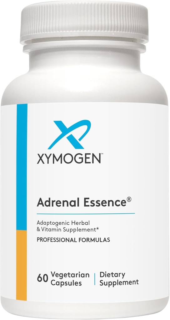 XYMOGEN Adrenal Essence - Adrenal Support with Adaptogenic Herbs (Cordyceps, Rhodiola Extract, Ginseng) + Β Βιταμίνες - Βοηθά στην υποστήριξη Υγιεινών Ενεργειακών Επιπέδων και Υγιούς Ανοσοποιητικής λειτουργίας (60 Κάψουλες)