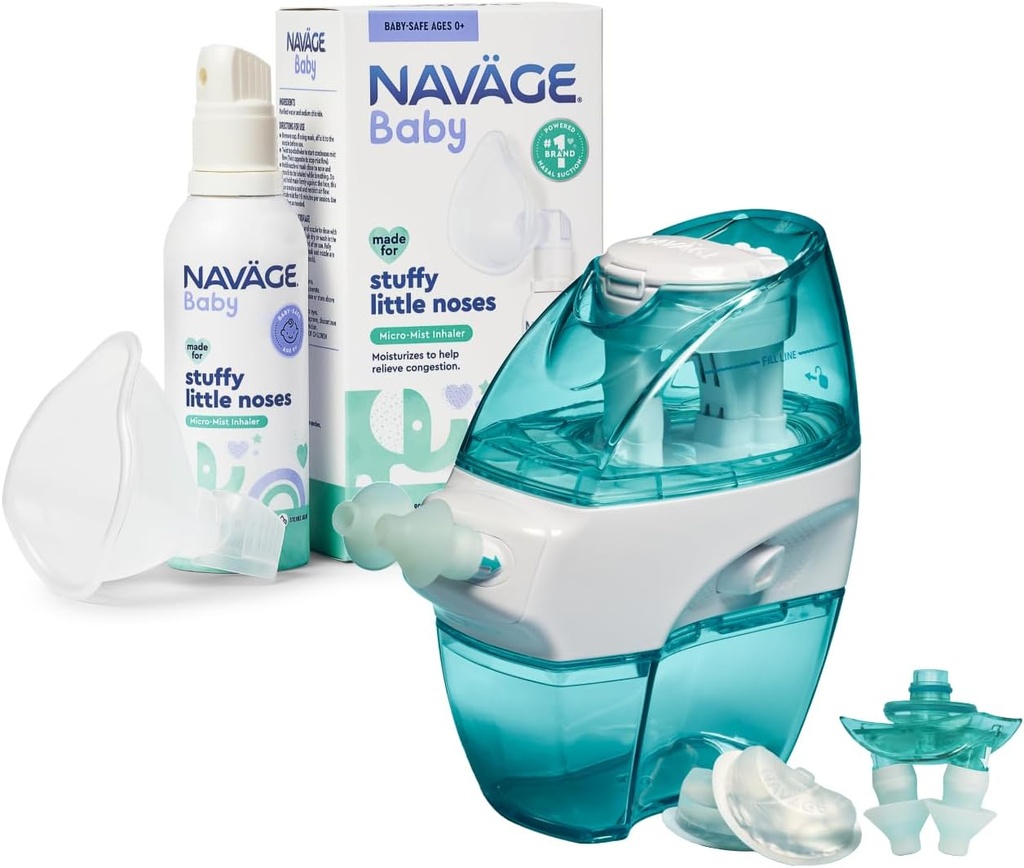 Navage Multi-User Family Kit with 30 SaltPods and Baby Mist Sche – Saline Nasal Irrigation for Yetişkinler ve Sürekli Saline Mist